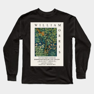 William Morris Exhibition Poster Design Cock Pheasant Pattern Long Sleeve T-Shirt